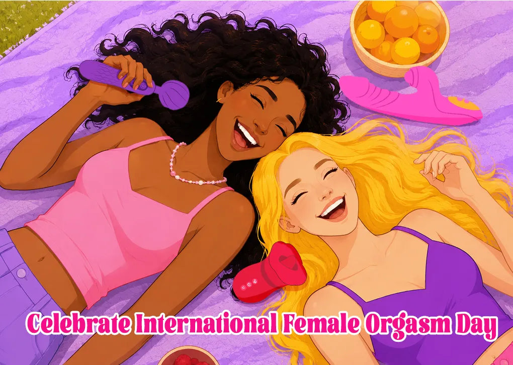 Two women are lying together and laughing happily