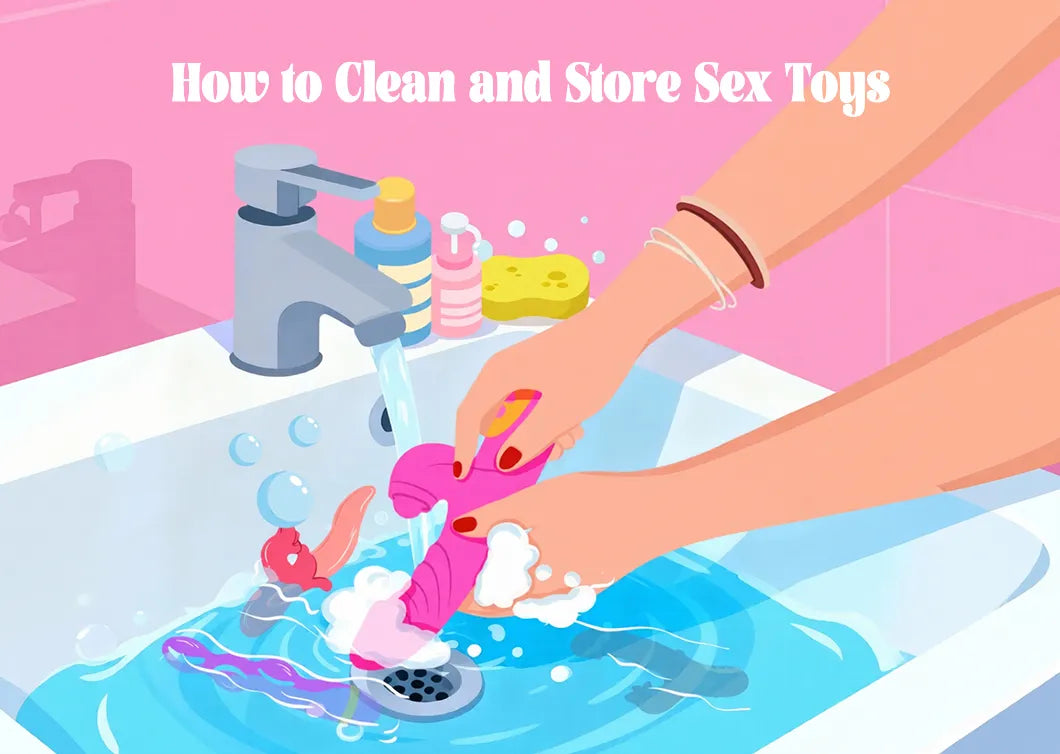 A woman washing her sex toys