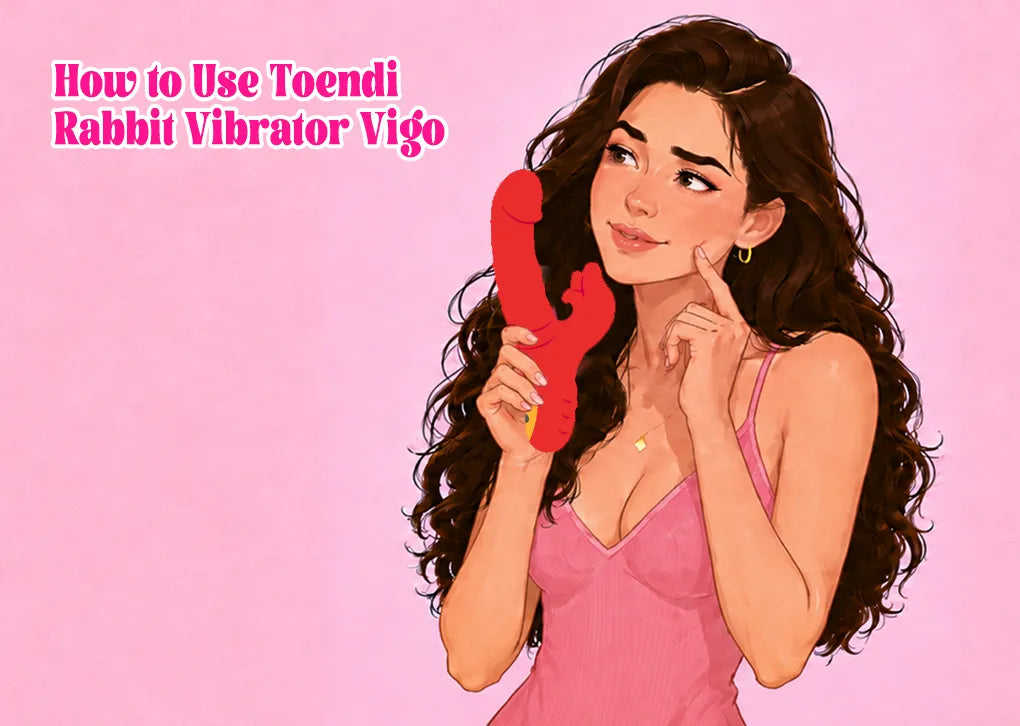 A woman holding toendi rabbit vobrator vigo and confusing on how to use
