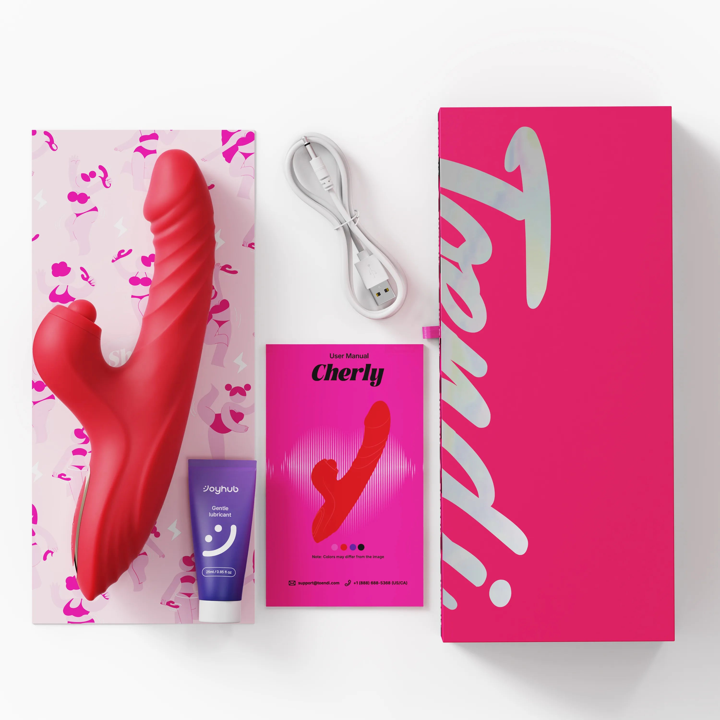 Rabbit vibrator Cherly's box including vibrator, charging cable and lube