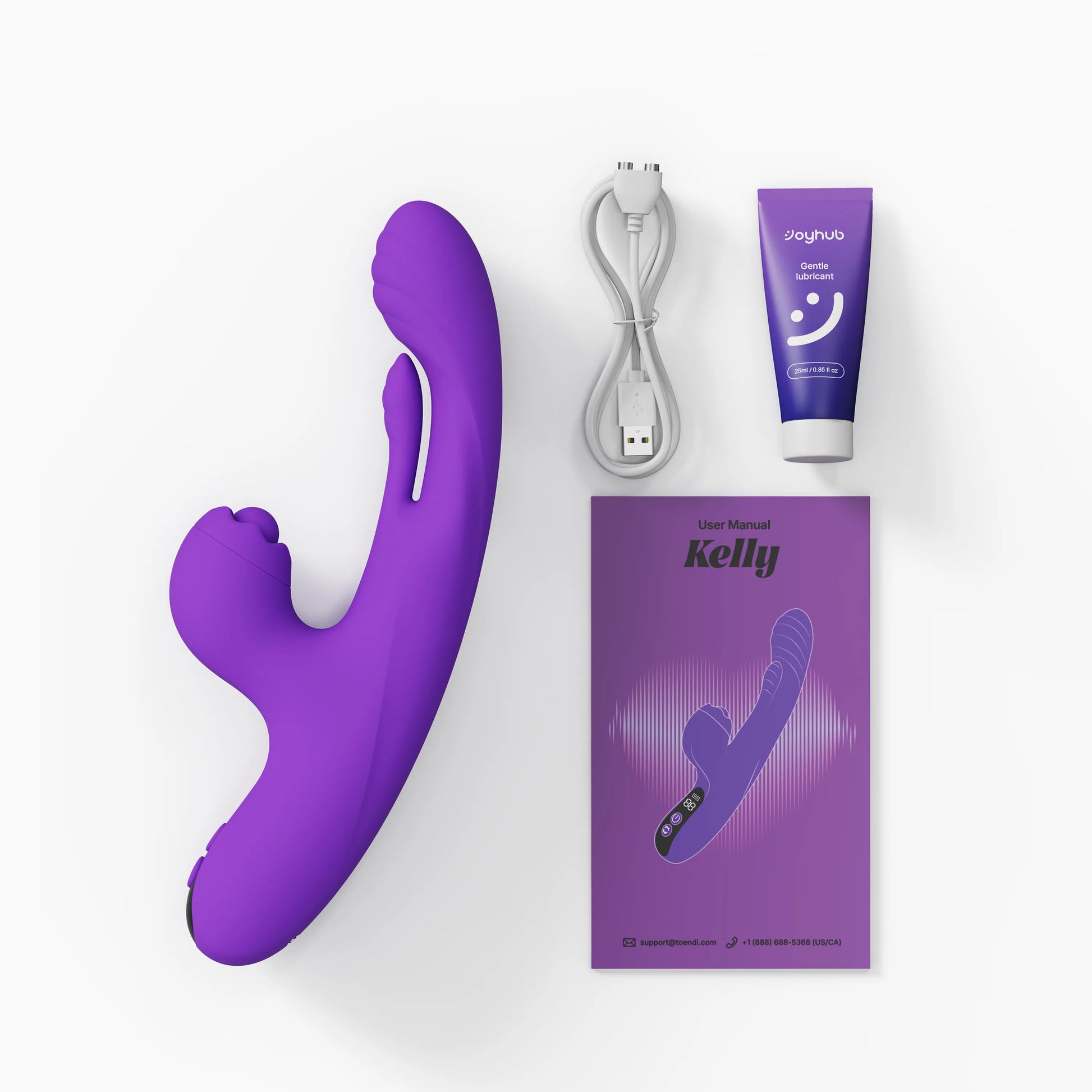 Toendi rabbit vibrator Kelly‘s box including vibrator, charging cable and lube