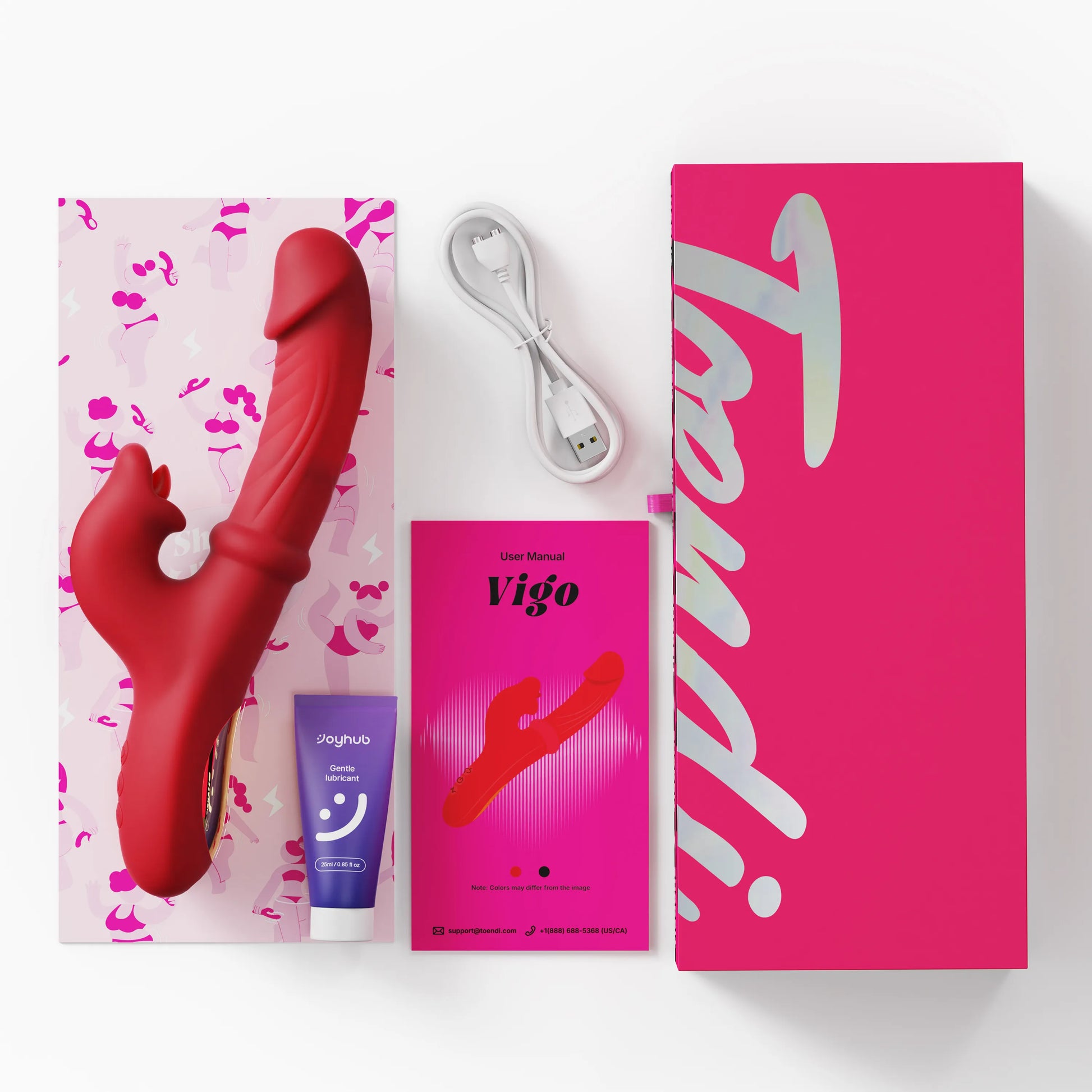 Rabbit vibrator Vigo's box including vibrator, charging cable and lube