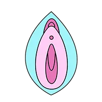 A hand-drawn vagina icon