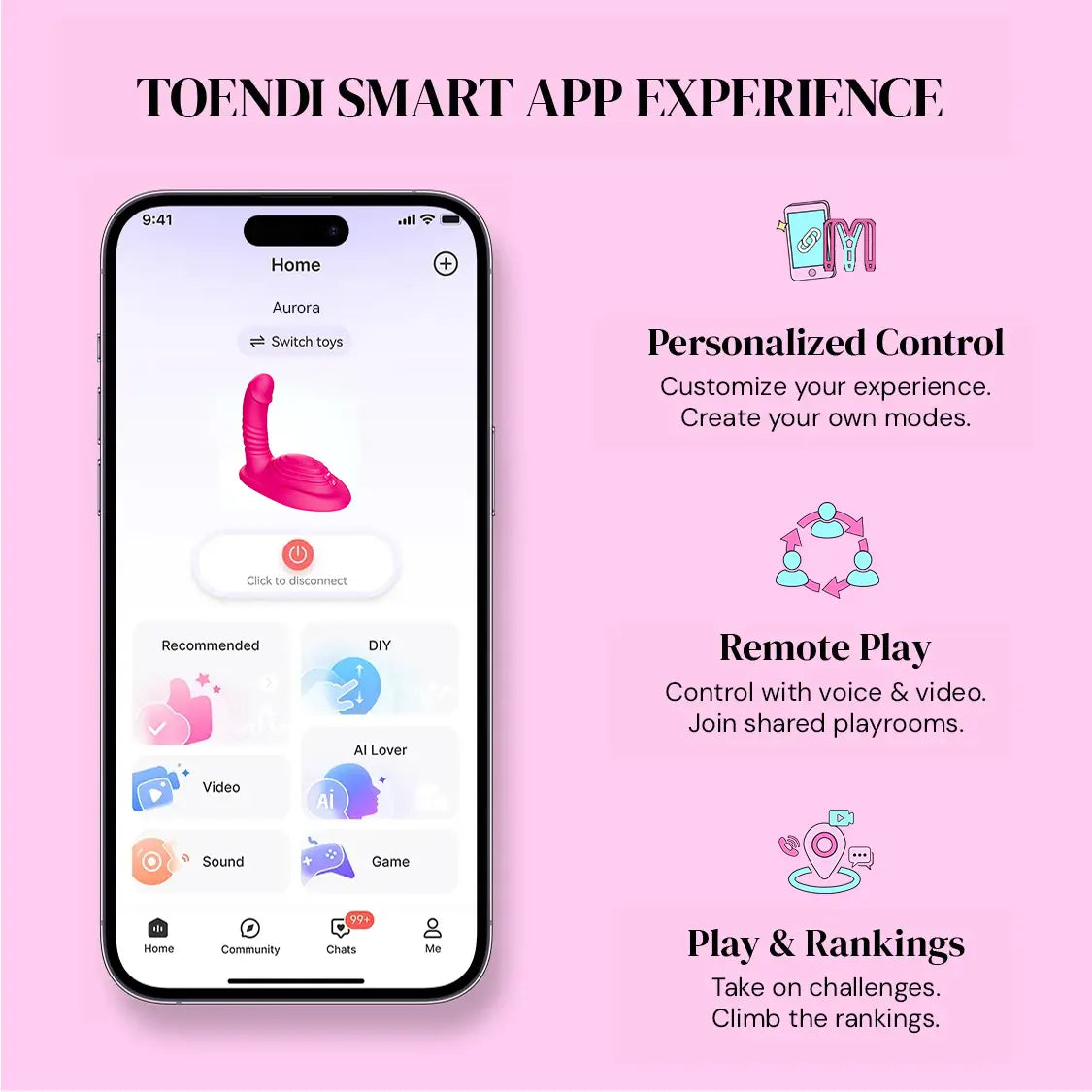 TOENDI Aurora app-controlled riding vibrator with customizable stimulation settings
