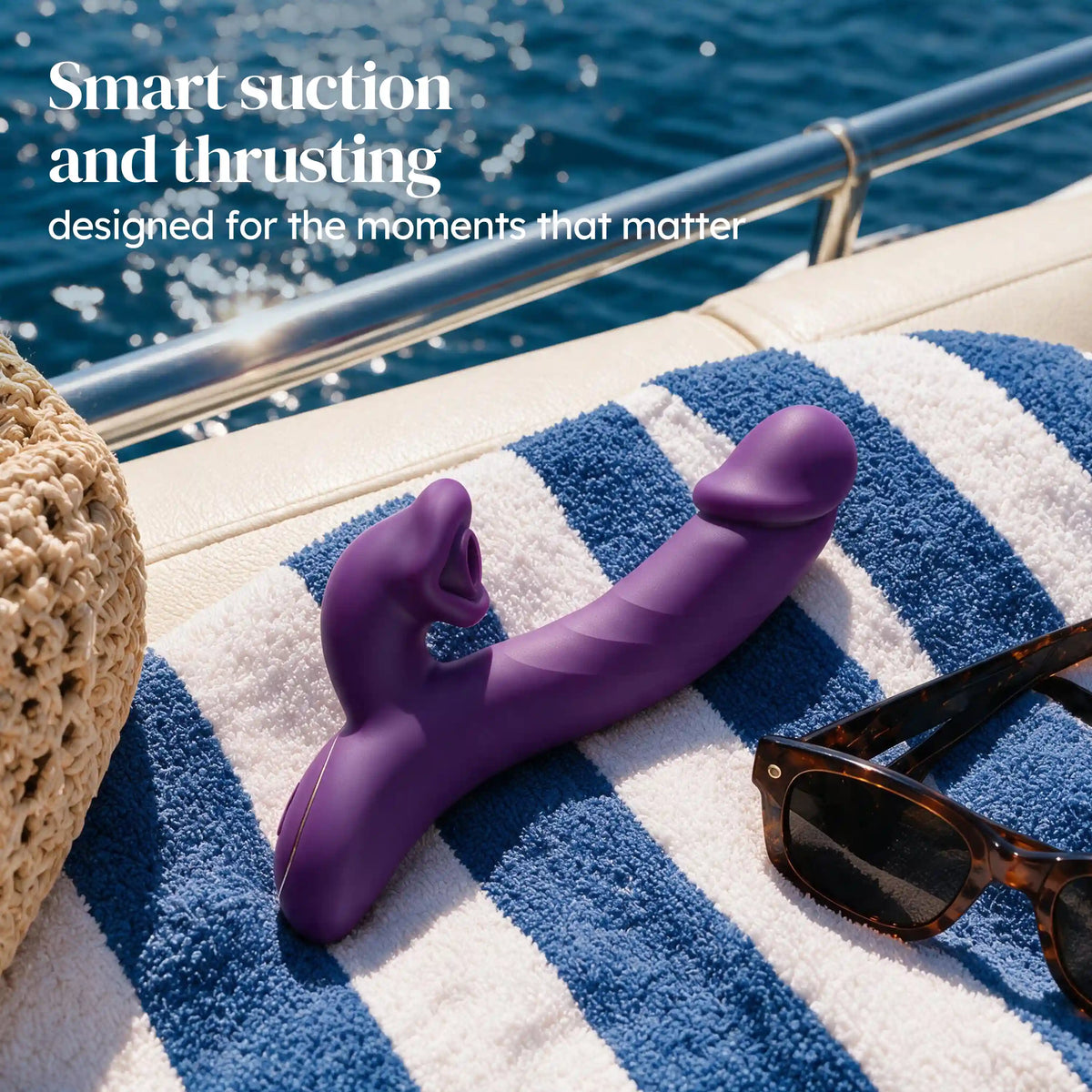 TOENDI Vanellope purple vibrator in a relaxing poolside lifestyle setting