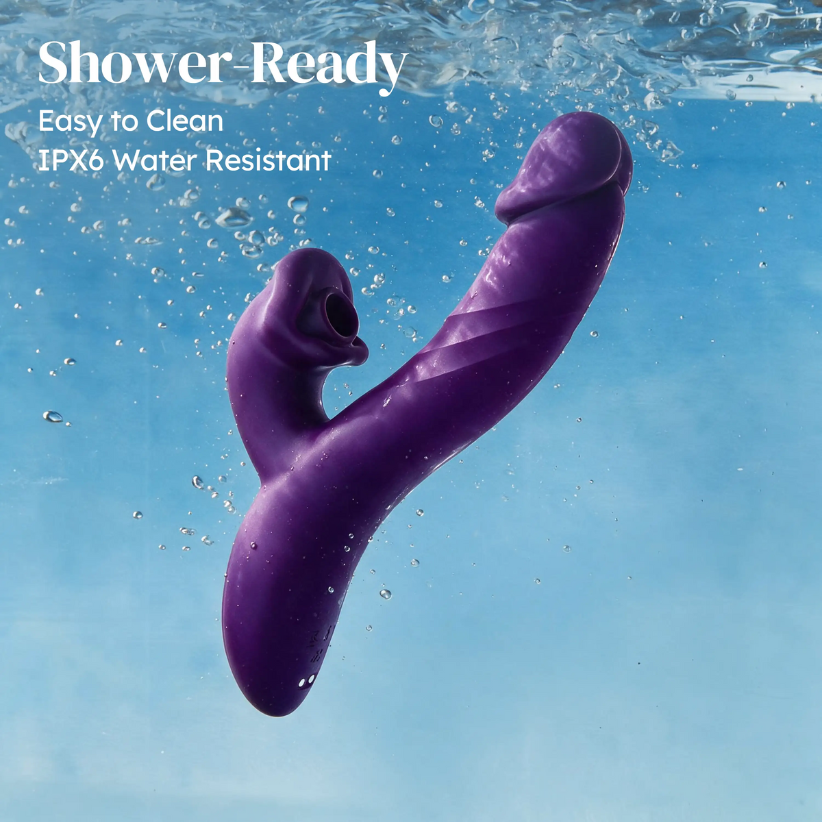 TOENDI Vanellope waterproof purple vibrator in a shower setting
