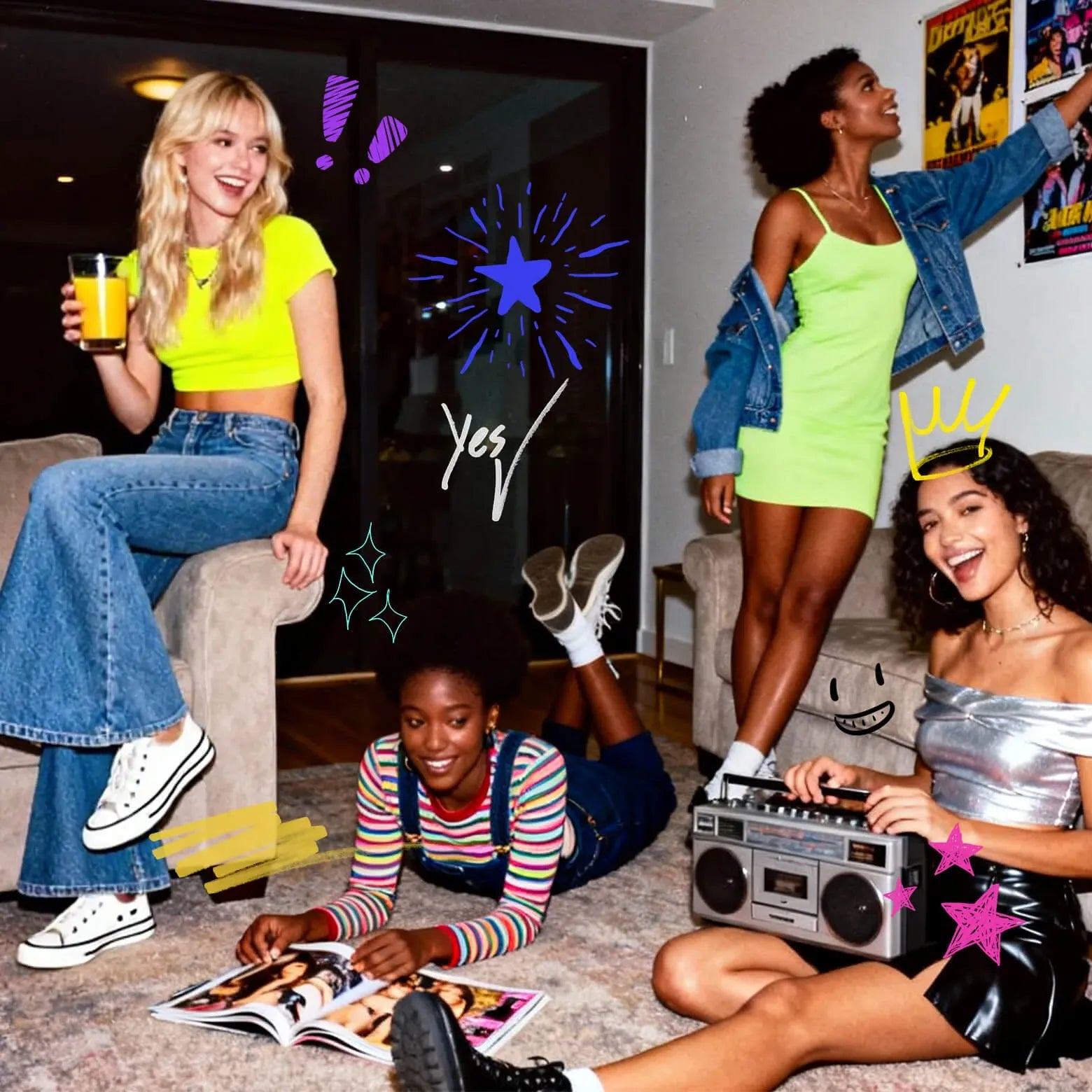 Several women are relaxing and enjoying a party at Shake Hub